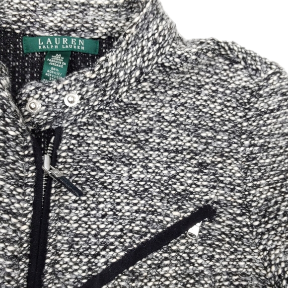 Lauren Ralph Lauren Wmns M Black & White Marled Zip Jacket - Picture 5 of 9
